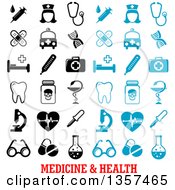 Poster, Art Print Of Blue And Black Medicine And Health Icons