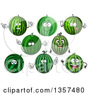 Clipart Of Watermelon Characters Royalty Free Vector Illustration