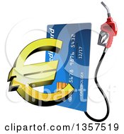 Poster, Art Print Of Blue Gas Pump Credit Card With A 3d Golden Euro Currency Symbol