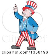 Cartoon Uncle Sam In An American Patiotic Suit Holding Up A Finger