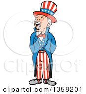 Poster, Art Print Of Cartoon Shouting Uncle Sam In An American Patiotic Suit
