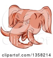 Poster, Art Print Of Retro Sketched Or Engraved Political Elephant Head