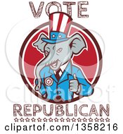Poster, Art Print Of Retro Cartoon Elephant Giving A Thumb Up With Vote Republican Text