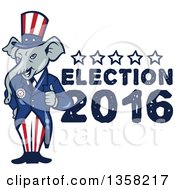 Poster, Art Print Of Cartoon Republican Elephant Giving A Thumb Up With Election 2016 Text