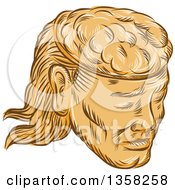 Poster, Art Print Of Retro Sketched Or Engraved Man With A Visible Brain
