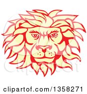 Poster, Art Print Of Retro Pastel Yellow And Red Male Lion Face