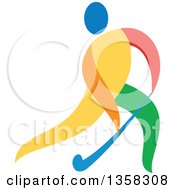 Poster, Art Print Of Colorful Athlete Playing Field Hockey