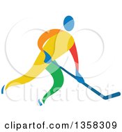 Poster, Art Print Of Colorful Athlete Playing Ice Hockey