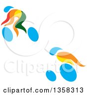 Poster, Art Print Of Colorful Athletes Racing In A Wheelchair And On A Bike