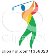 Poster, Art Print Of Colorful Athlete Swinging A Golf Club