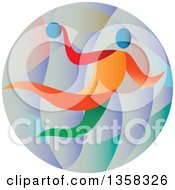 Poster, Art Print Of Colorful Athlete Handball Player In A Circle
