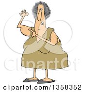 Cartoon Chubby Caucasian Woman Pointing To Her Flabby Tricep