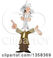 Poster, Art Print Of Cartoon Caucasian Male Professor Presenting And Holding Up A Finger
