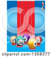 Clipart Of 3d Bingo Balls Over Red Stripes On Blue Royalty Free Vector Illustration