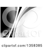 Poster, Art Print Of Background Of A Curve Separating Black And White Halftone Bubbles