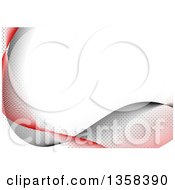 Poster, Art Print Of Background Of Red And Gray Waves And Halftone Around White Text Space