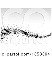 Clipart Of A Wave Of Black Stars Over Gradient Gray And White Royalty Free Vector Illustration by dero