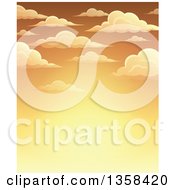 Poster, Art Print Of Background Of A Golden Sunset Sky With Puffy Clouds