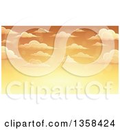 Poster, Art Print Of Background Of A Golden Sunset Sky With Flares And Puffy Clouds