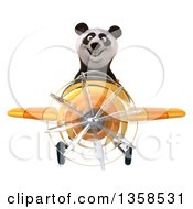 Clipart Of A 3d Panda Aviator Pilot Flying A Yellow Airplane On A White Background Royalty Free Illustration by Julos