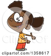 Cartoon Friendly Black Girl Presenting Or Expressing Someone Elses Turn