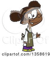 Clipart Of A Cartoon Happy Black School Girl Wearing A Science Lab Coat Apron And Goggles And Giving A Thumb Up Royalty Free Vector Illustration