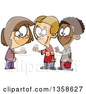 Poster, Art Print Of Cartoon Girl And Boys Playing Rock Paper Scissors