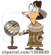 Poster, Art Print Of Cartoon Astronomer Nicolaus Copernicus Presenting A Model Of The Universe