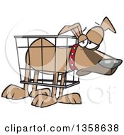 Poster, Art Print Of Cartoon Unhappy Dog In A Cramped Crate