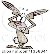 Clipart Of A Cartoon Stressed Out Bunny Rabbit Grabbing His Ears Royalty Free Vector Illustration