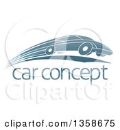 Poster, Art Print Of Shiny Blue Sports Car Zooming By Over Sample Text