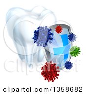 Poster, Art Print Of 3d Dental Shield Protecting A Tooth From Germs