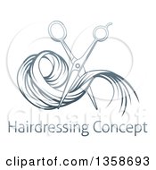 Poster, Art Print Of Gradient Blue Scissors Cutting Hair Over Sample Text