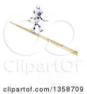 Poster, Art Print Of 3d Futuristic Robot Walking A Tight Rope On A Shaded White Background