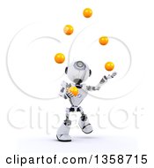 3d Futuristic Robot Juggling Balls On A Shaded White Background