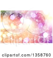 Poster, Art Print Of Christmas Winter Background Of Snowflakes Stars And Bokeh Flares Over Gradient