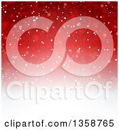 Poster, Art Print Of Gradient Red To White Christmas Background Of Snowflakes