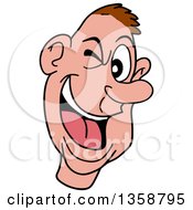 Clipart Of A Cartoon White Man Laughing And Winking Royalty Free Vector Illustration by LaffToon