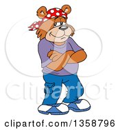 Cartoon Bear Rapper With Folded Arms