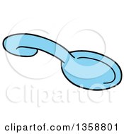 Clipart Of A Cartoon Blue Baby Boys Spoon Royalty Free Vector Illustration