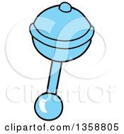 Clipart Of A Cartoon Blue Baby Rattle Royalty Free Vector Illustration