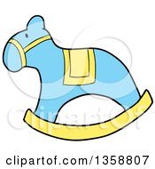 Poster, Art Print Of Cartoon Blue And Yellow Rocking Horse