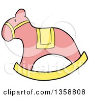 Clipart Of A Cartoon Pink And Yellow Rocking Horse Royalty Free Vector Illustration by LaffToon