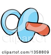 Clipart Of A Cartoon Blue Baby Pacifier Royalty Free Vector Illustration