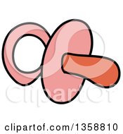 Clipart Of A Cartoon Pink Baby Pacifier Royalty Free Vector Illustration