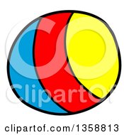 Clipart Of A Cartoon Blue Red And Yellow Striped Toy Ball Royalty Free Vector Illustration