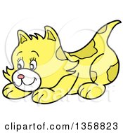Clipart Of A Cartoon Playful Yellow Kitten Royalty Free Vector Illustration