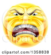 3d Furious Yellow Smiley Emoji Emoticon Face Shouting