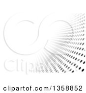 Clipart Of A Background Of Black To Gray Dots Disappearing Into White Royalty Free Vector Illustration by dero