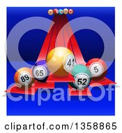 Poster, Art Print Of 3d Colorful Bingo Balls On Red Stripes Over Blue With White Sides
